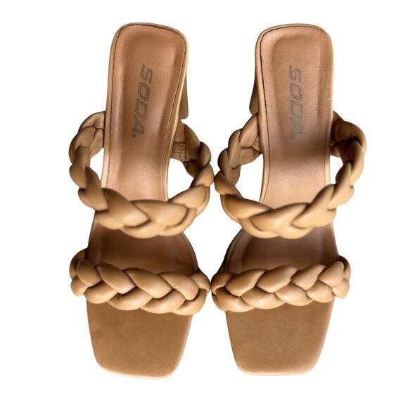 Soda New Found Love Double Braided Heel - Camel - Size 7W - Picture 1 of 5